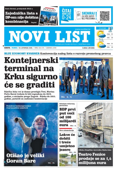 Naslovnica Novog lista od 10. listopada 2026.