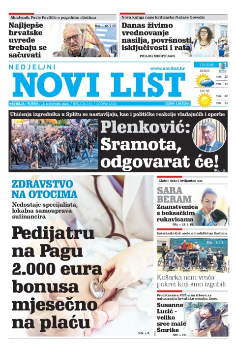 Naslovnica Novog lista od 18. listopada 2026.