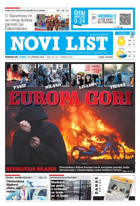 Naslovnica Novog lista od 19. listopada 2026.